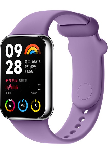 Xiaomi Mi Band 8 Pro / Xiaomi Mi Band 9 Pro Mor ile Uyumlu Yedek Silikon Saat Kayışı (Yurt Dışından)