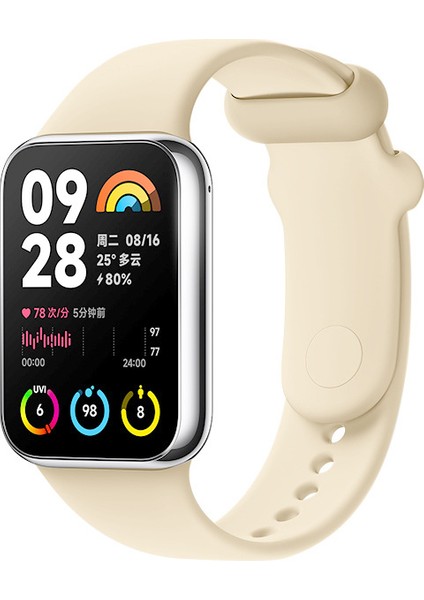 Xiaomi Mi Band 8 Pro / Xiaomi Mi Band 9 Pro Bej ile Uyumlu Yedek Silikon Saat Kayışı (Yurt Dışından)