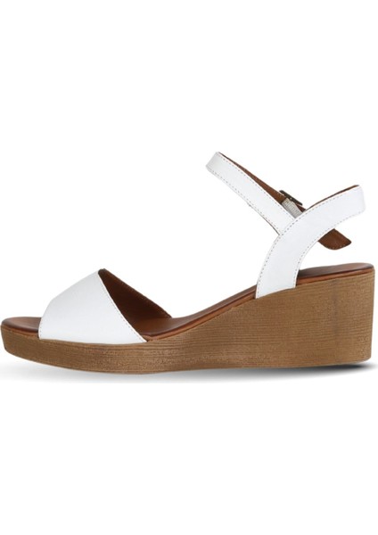Beyaz Deri Kadın Dolgu Topuklu Sandalet 01WE3904 01WE3904 modelleri