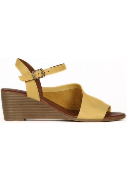 Sarı Deri Kadın Dolgu Topuklu Sandalet 01WE4000 01WE4000