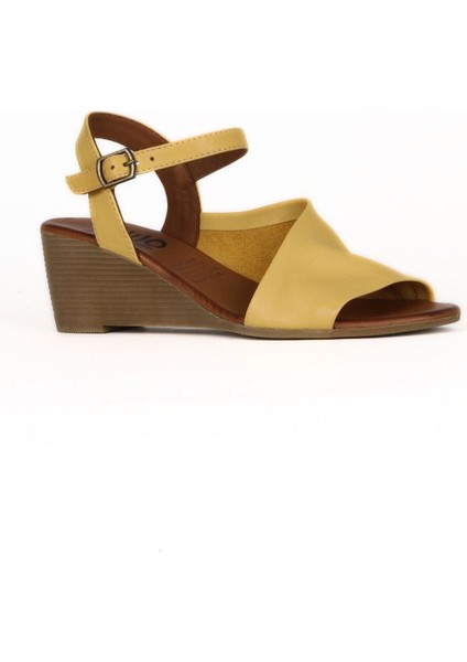 Sarı Deri Kadın Dolgu Topuklu Sandalet 01WE4000 01WE4000 fiyatları