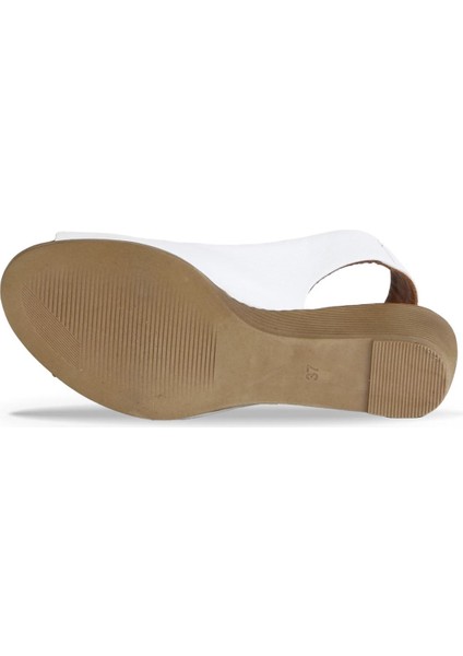 Beyaz Deri Kadın Dolgu Topuklu Sandalet 01WE4002 01WE4002 indirimleri