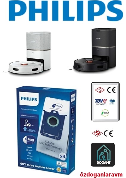 Philips uyumlu XU3110/02 Homerun 3000 Serisi Aqua Robot Süpürge Toz Torbası 4 Adet