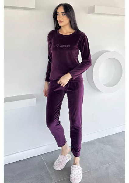 Kadın Kadife Sweat Pantolon Ikili Takım P-00018487