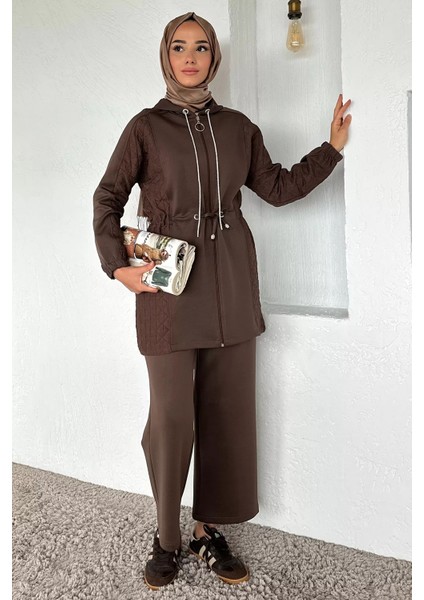 Yan Kapitone Detaylı Kapüşonlu Tesettür Tunik Pantolon Ikili Takım P-00018855 fiyatları