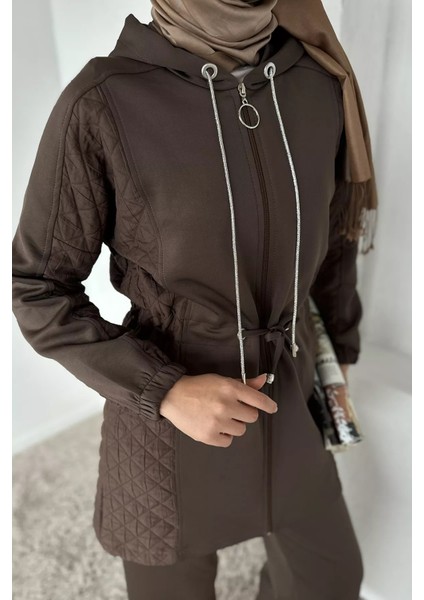 Yan Kapitone Detaylı Kapüşonlu Tesettür Tunik Pantolon Ikili Takım P-00018855 fırsatları