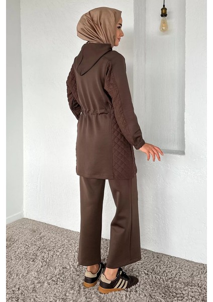 Yan Kapitone Detaylı Kapüşonlu Tesettür Tunik Pantolon Ikili Takım P-00018855 indirimleri