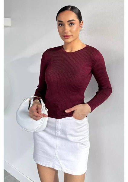 Kadın Bisiklet Yaka Fitilli Triko Kazak P-00018490 fiyatları