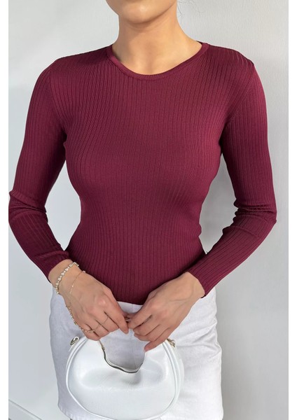 Kadın Bisiklet Yaka Fitilli Triko Kazak P-00018490 modelleri