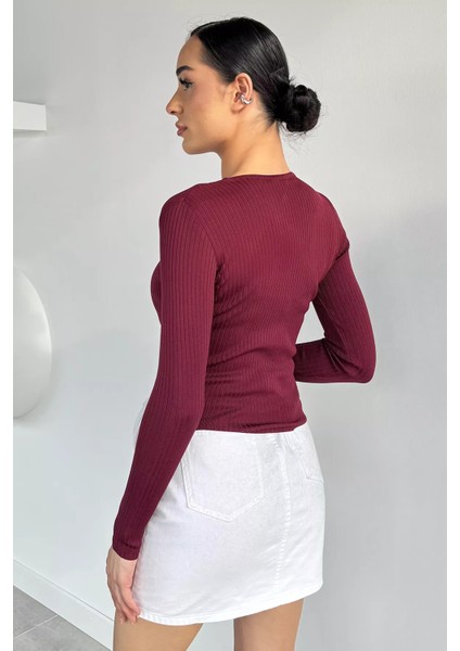 Kadın Bisiklet Yaka Fitilli Triko Kazak P-00018490 fırsatları