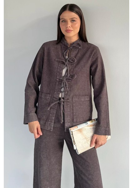 Kadın Ön Bağcıklı Ceket Pantolon Ikili Takım P-00018647 modelleri