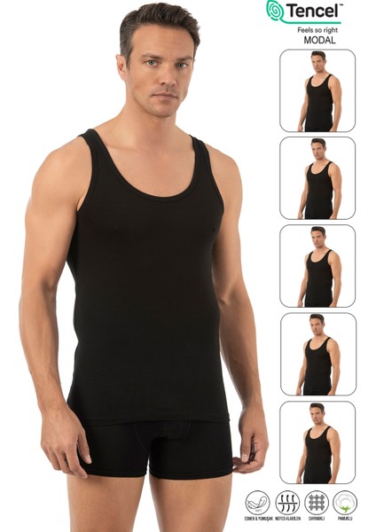 Özkan 10852 5'li Paket Erkek Premium Kumaş Pamuklu Modal Esnek Rahat Kalın Askılı Atlet