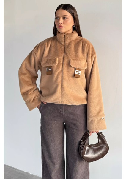 Kadın Astarlı Fermuarlı Peluş Ceket P-00018646 fiyatları