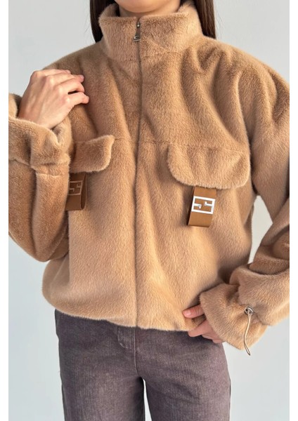 Kadın Astarlı Fermuarlı Peluş Ceket P-00018646 modelleri