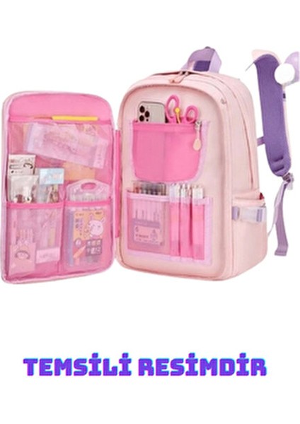Kız Çocuk Sırt Çantası Eğlenceli Aksesuarlarla Kişiselleştirilebilir 38x28x13 cm Lila