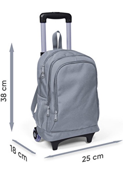 Çekçekli Okul Sırt Çantası Pembe-Turkuaz Kalp Desenli 23133 İlkokul Çocukları İçin