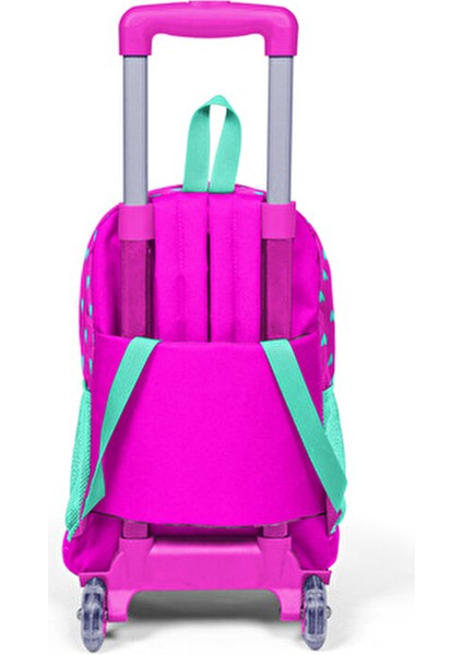 Çekçekli Okul Sırt Çantası Pembe-Turkuaz Kalp Desenli 23133 İlkokul Çocukları İçin modelleri