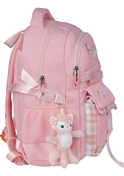 Kız Çocuk İlkokul Sırt Çantası Dayanıklı ve Geniş İç Hacim Pembe 38x28x13 cm