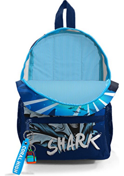 Kids Mavi İki Bölmeli Sırt Çantası Shark Desenli 23522 Çocuklar İçin indirimleri
