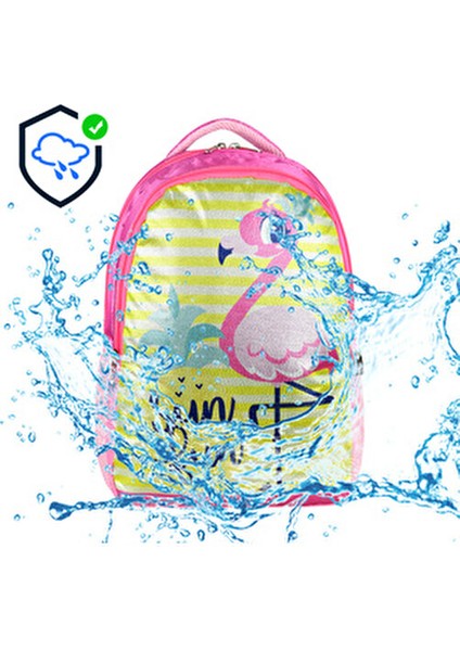 Simli Flamingo Beslenmeli Ilkokul Çanta Seti