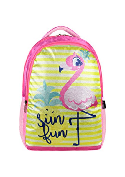 Simli Flamingo Beslenmeli Ilkokul Çanta Seti
