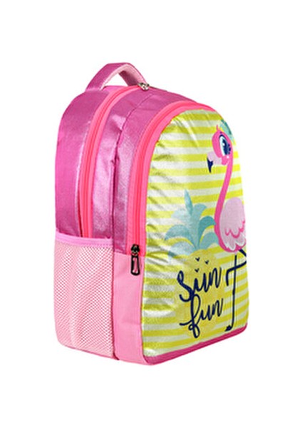 Simli Flamingo Beslenmeli Ilkokul Çanta Seti