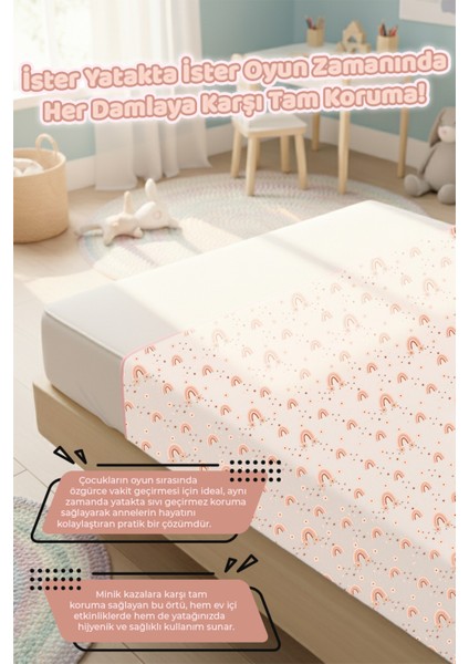 Proof Sıvı Geçirmez 100X140 cm Bebek Çocuk Oyun Etkinlik Aktivite Beslenme Örtüsü Cream
