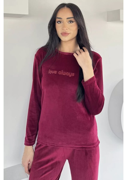 Kadın Baskılı Kadife Sweat Pantolon Ikili Takım P-00018488 modelleri