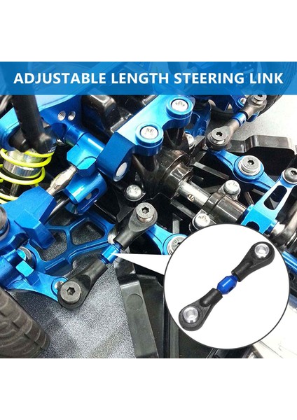 Tamiya TT02 TT02T 1/10 Rc Araba Parçaları Aksesuarları Için 3 Adet Metal Direksiyon Bağlantı Çubuğu Bağlantı Çubuğu, Mavi (Yurt Dışından) modelleri
