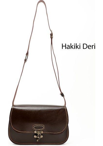 Kadın Kahve Vaketa Hakiki Deri Omuz ve Postacı Çantası