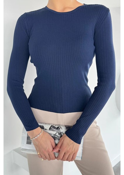 Kadın Bisiklet Yaka Fitilli Triko Kazak P-00018490 modelleri