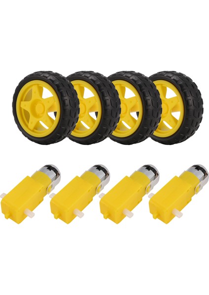 4 Adet Dc Elektrik Motoru + Plastik Tt Motor Lastik Tekerlek Çift Şaft Dişli Motoru Tt Şanzıman Motoru Arduino Akıllı Araba Için (Yurt Dışından)