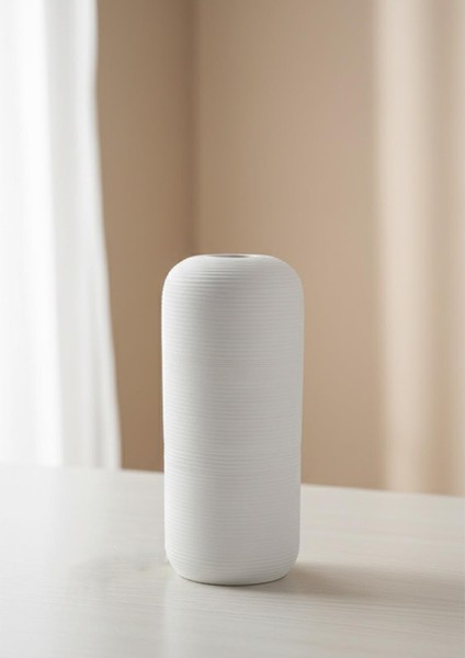 Fiona Seramik Vazo Oval, Beyaz 25 cm