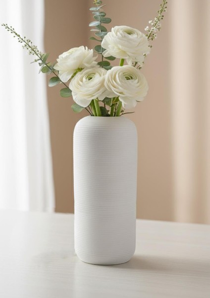 Fiona Seramik Vazo Oval, Beyaz 25 cm fiyatları