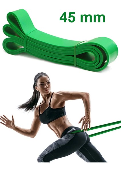 Resistance Powerband 45 mm Latex Güç Bandı Yüksek Sert Direnç Lastiği Pilates Aerobik Squat Yeşil
