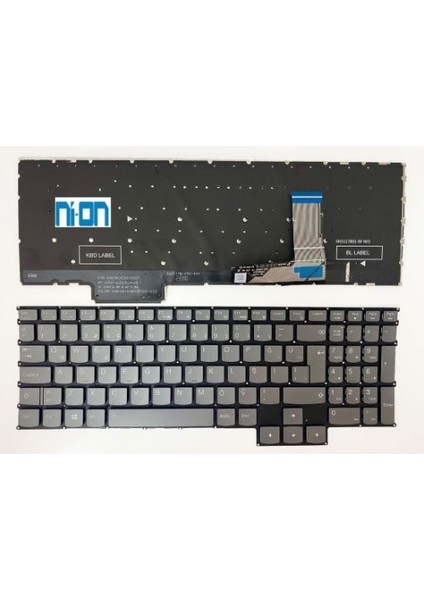 Nion Lenovo Loq 15IRH8 Type 83EU Uyumlu Notebook Klavye (Kül Rengi Aydınlatmalı Tr)