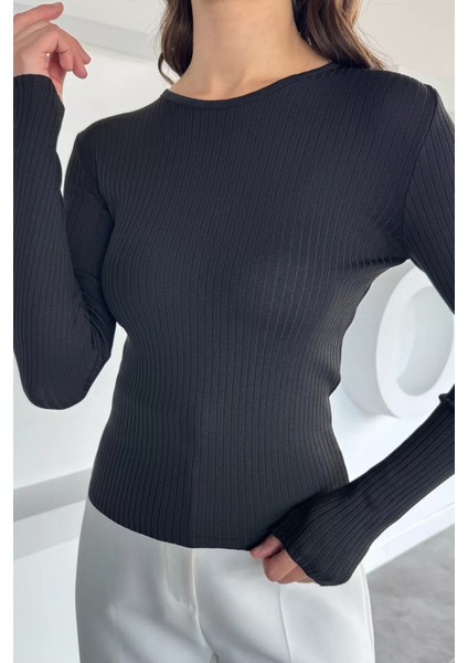 Kadın Bisiklet Yaka Fitilli Triko Kazak P-00018490 modelleri