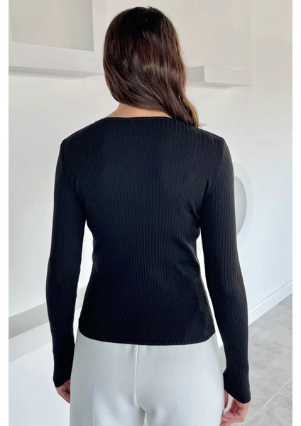 Kadın Bisiklet Yaka Fitilli Triko Kazak P-00018490 fırsatları