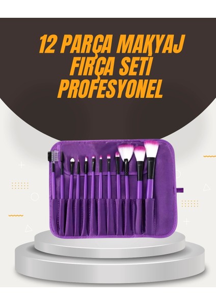 Buğz Fondöten, Allık ve Far Uygulamalarına Uygun 12 Parça Makyaj Fırça Takımı Ergonomik Saplı