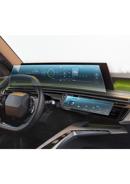 Peugeot 3008 2024-2025 Uyumlu 21 Inç Dijital Gösterge, Navigasyon ve Klima 9h Nano Ekran Koruyucu 2'li Set