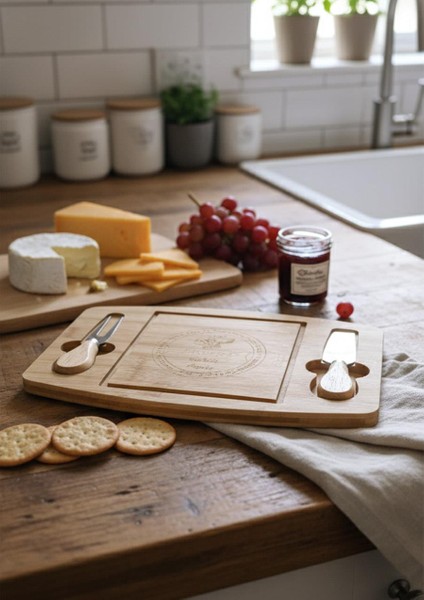 Bambu Peynir Tabağı - Peynir Sunumluk Seti- 3 Parça