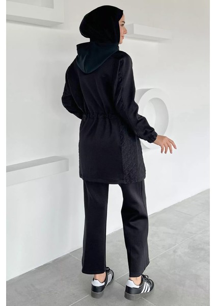 Yan Kapitone Detaylı Kapüşonlu Tesettür Tunik Pantolon Ikili Takım P-00018855 fırsatları