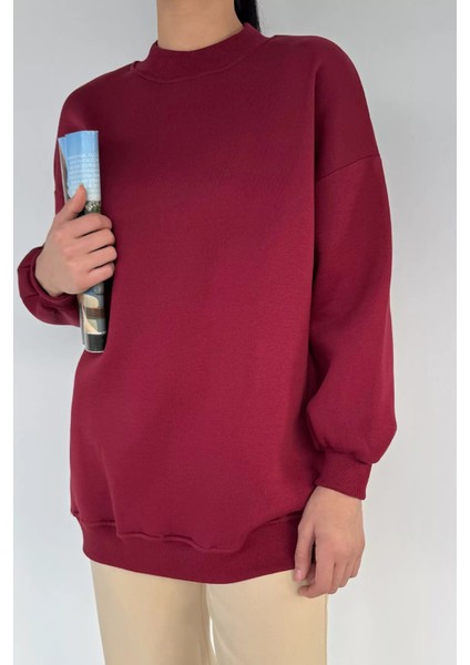 Kadın Dik Yaka Üç Iplik Şardonlu Oversize Sweatshirt P-00018580 modelleri