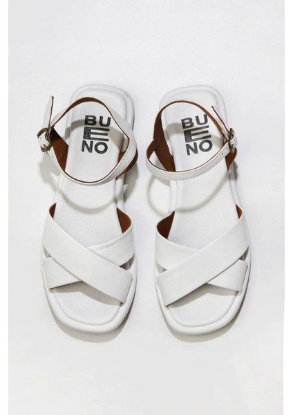 Beyaz Deri Kadın Düz Sandalet 01WU4118 01WU4118