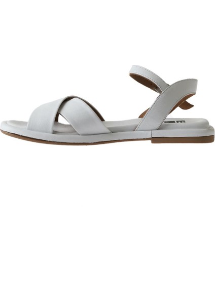 Beyaz Deri Kadın Düz Sandalet 01WU4118 01WU4118 fırsatları