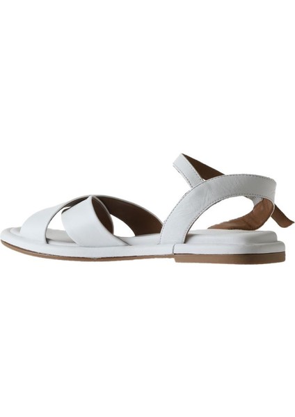 Beyaz Deri Kadın Düz Sandalet 01WU4118 01WU4118 indirimleri