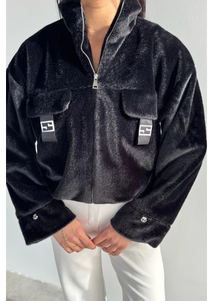 Kadın Astarlı Fermuarlı Peluş Ceket P-00018646 fiyatları