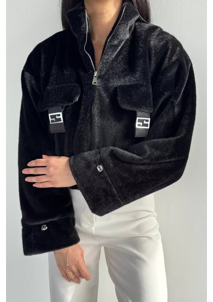 Kadın Astarlı Fermuarlı Peluş Ceket P-00018646 modelleri