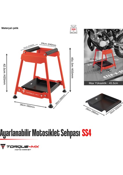 Ayarlanabilir Motosiklet Sehpası SS4 Kırmızı indirimleri