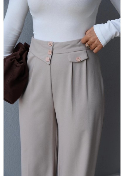Bej Bel Detay Pantolon